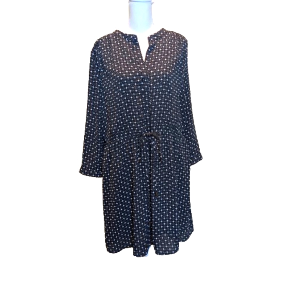 DR2 black and white dots long sleeve dress, size XL